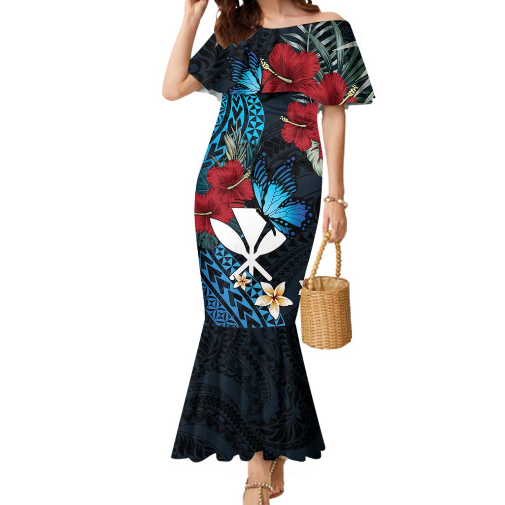 Hawaii Butterfly Mermaid Dress Kanaka Maoli Mix Hibiscus