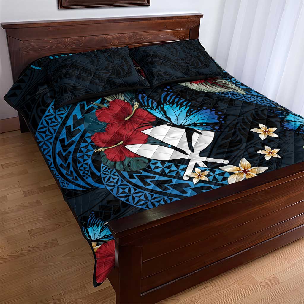 Hawaii Butterfly Quilt Bed Set Kanaka Maoli Mix Hibiscus DT04 - Polynesian Pride