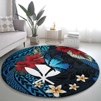 Hawaii Butterfly Round Carpet Kanaka Maoli Mix Hibiscus DT04 - Polynesian Pride