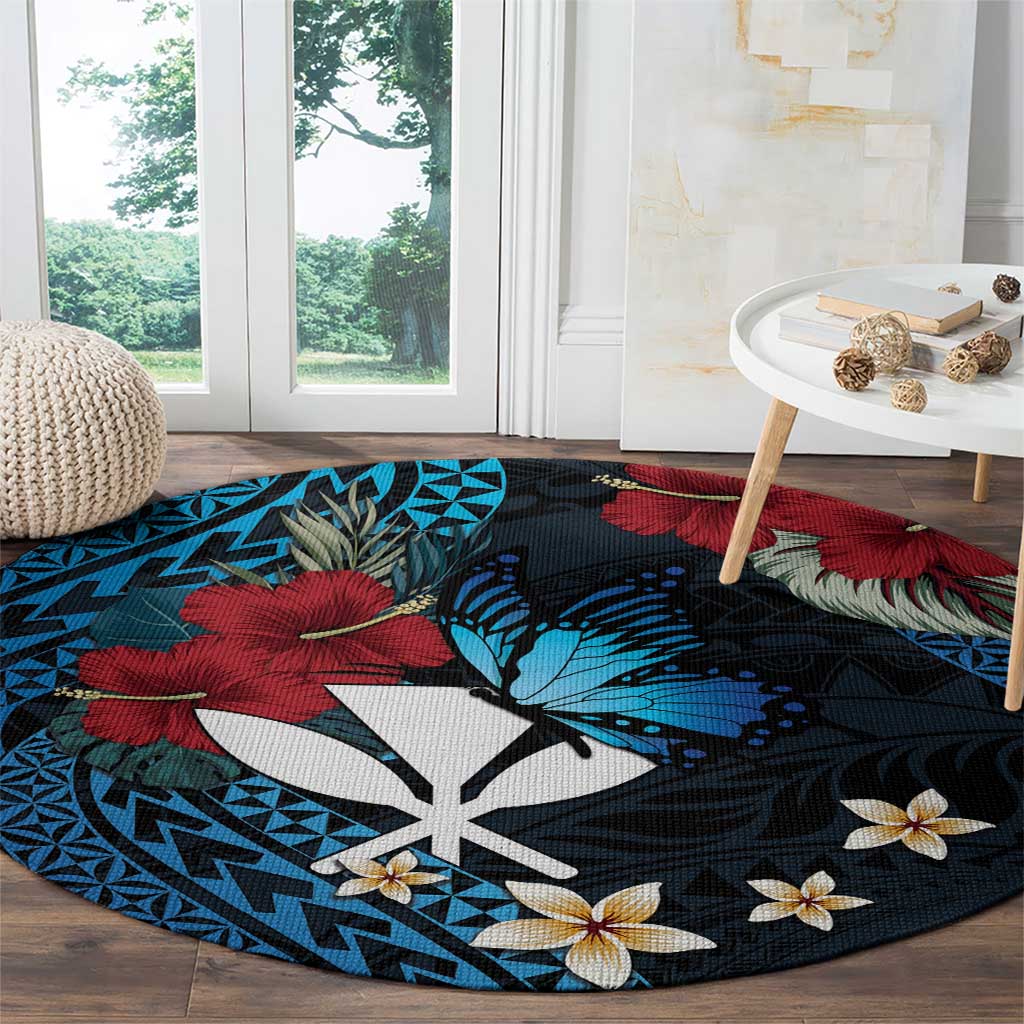 Hawaii Butterfly Round Carpet Kanaka Maoli Mix Hibiscus DT04 - Polynesian Pride