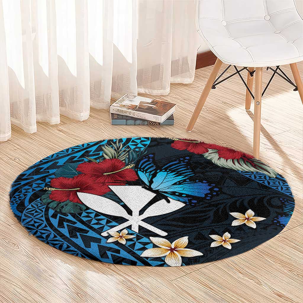Hawaii Butterfly Round Carpet Kanaka Maoli Mix Hibiscus DT04 - Polynesian Pride
