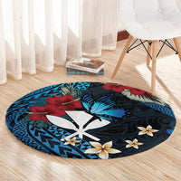 Hawaii Butterfly Round Carpet Kanaka Maoli Mix Hibiscus DT04 - Polynesian Pride