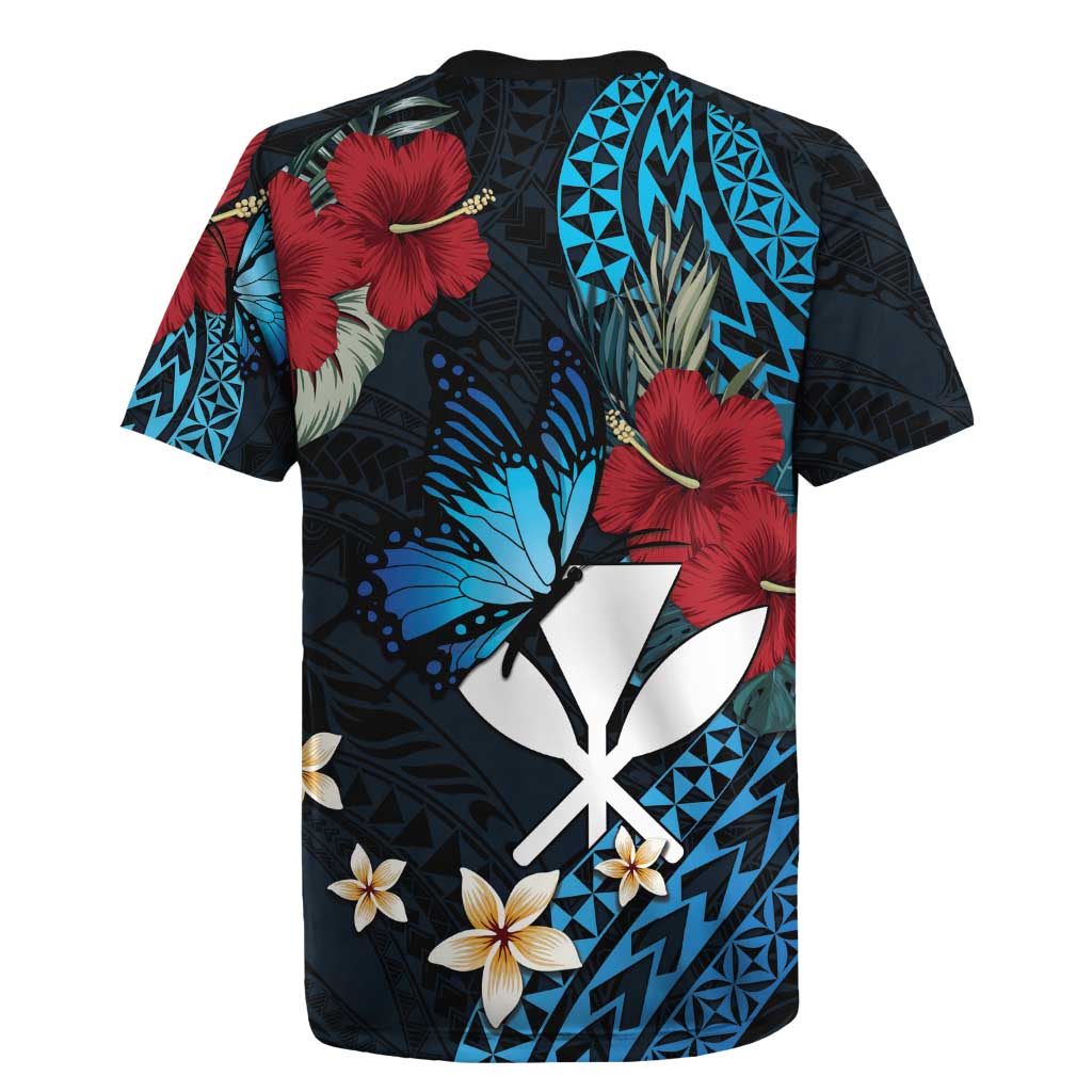 Hawaii Butterfly Rugby Jersey Kanaka Maoli Mix Hibiscus DT04 - Polynesian Pride