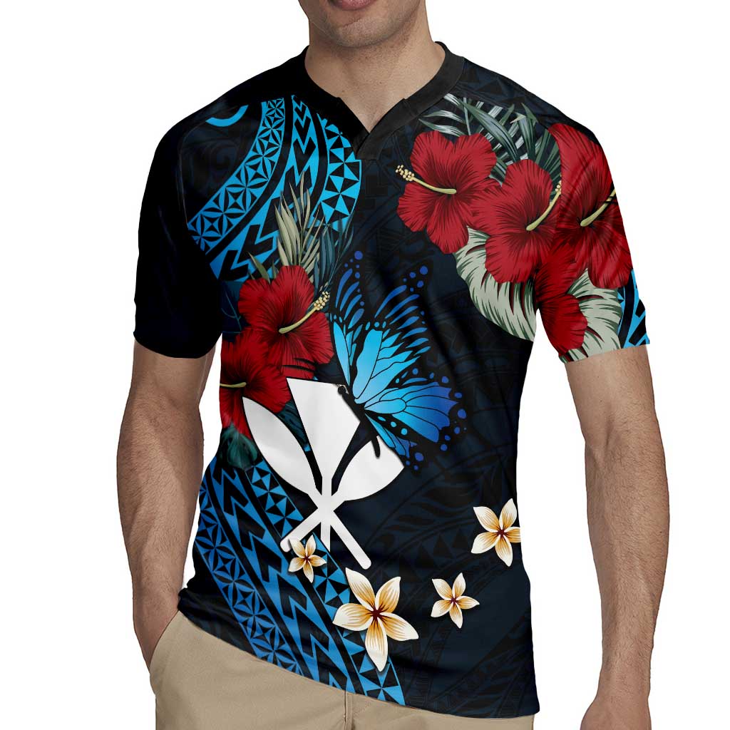 Hawaii Butterfly Rugby Jersey Kanaka Maoli Mix Hibiscus DT04 - Polynesian Pride