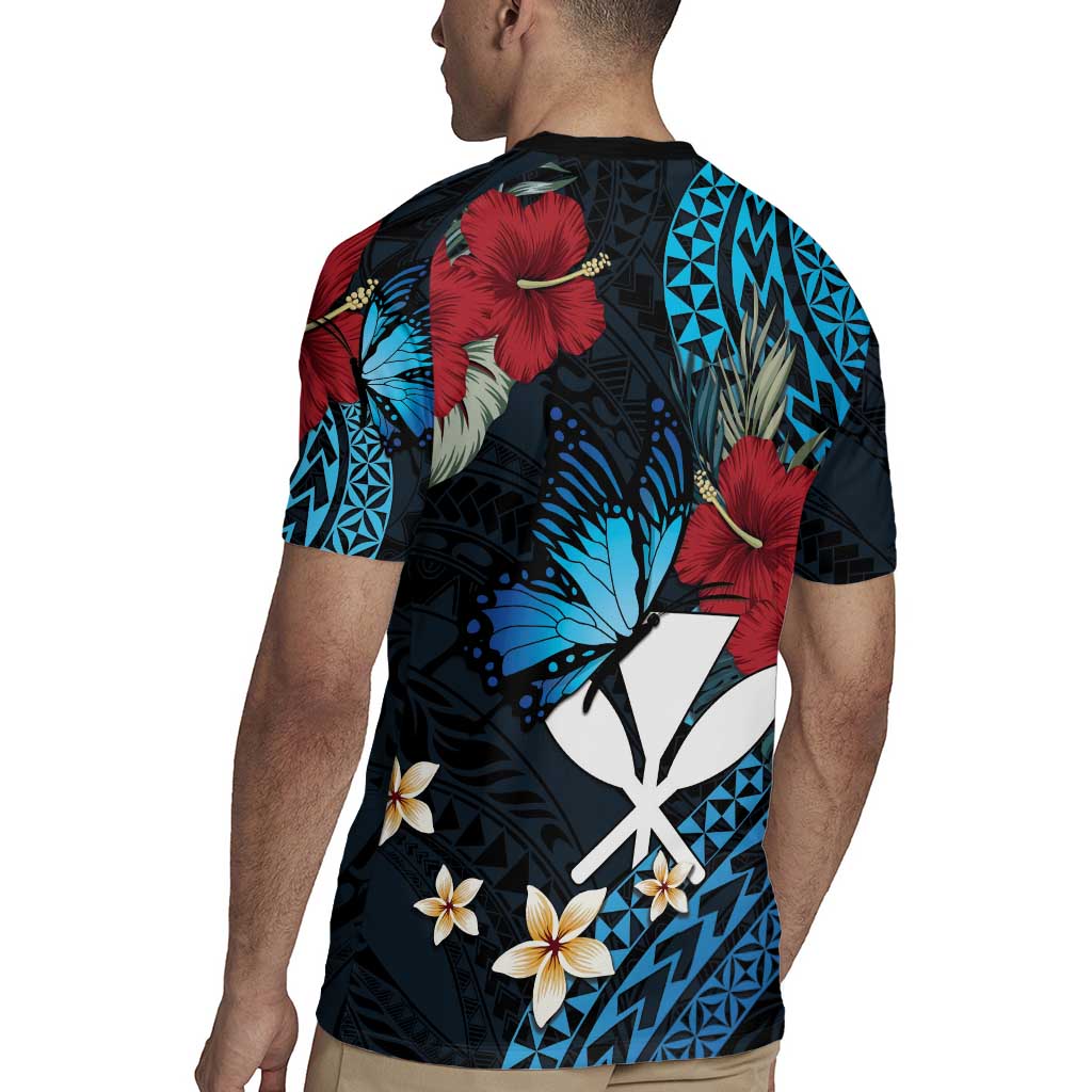 Hawaii Butterfly Rugby Jersey Kanaka Maoli Mix Hibiscus DT04 - Polynesian Pride