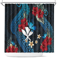 Hawaii Butterfly Shower Curtain Kanaka Maoli Mix Hibiscus DT04 Black - Polynesian Pride