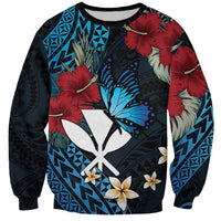 Hawaii Butterfly Sweatshirt Kanaka Maoli Mix Hibiscus DT04 Unisex Black - Polynesian Pride