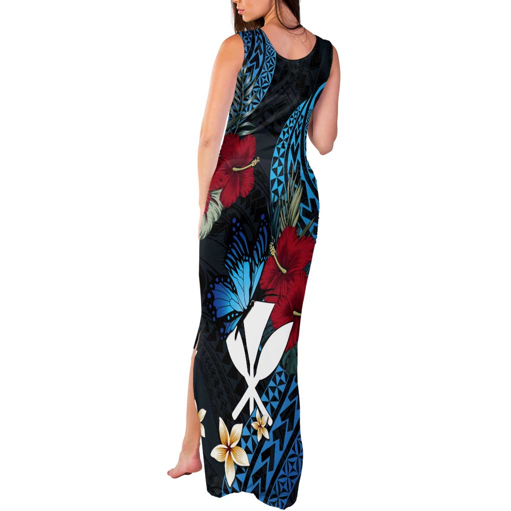 Hawaii Butterfly Tank Maxi Dress Kanaka Maoli Mix Hibiscus DT04 - Polynesian Pride