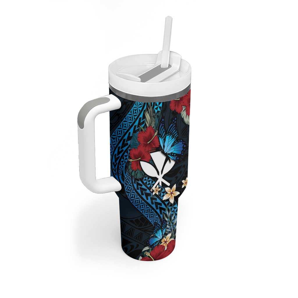 Hawaii Butterfly Tumbler With Handle Kanaka Maoli Mix Hibiscus DT04 - Polynesian Pride