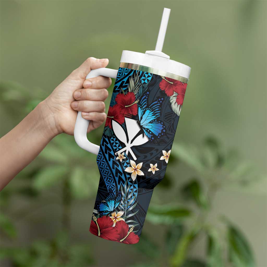 Hawaii Butterfly Tumbler With Handle Kanaka Maoli Mix Hibiscus DT04 - Polynesian Pride
