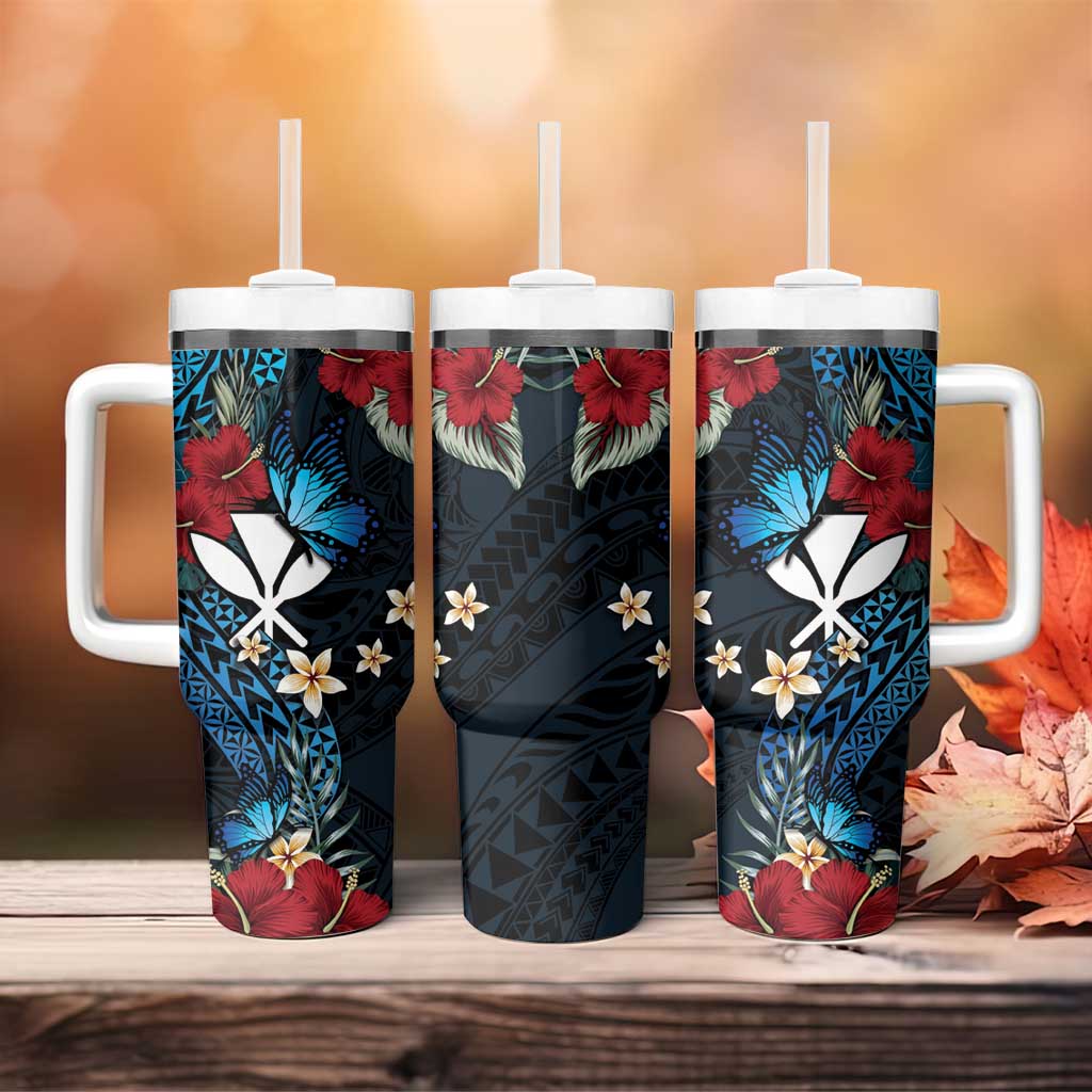 Hawaii Butterfly Tumbler With Handle Kanaka Maoli Mix Hibiscus DT04 - Polynesian Pride