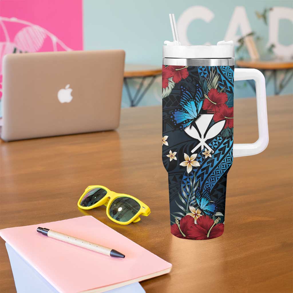 Hawaii Butterfly Tumbler With Handle Kanaka Maoli Mix Hibiscus DT04 - Polynesian Pride
