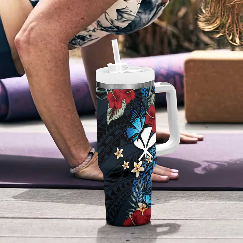 Hawaii Butterfly Tumbler With Handle Kanaka Maoli Mix Hibiscus DT04 - Polynesian Pride
