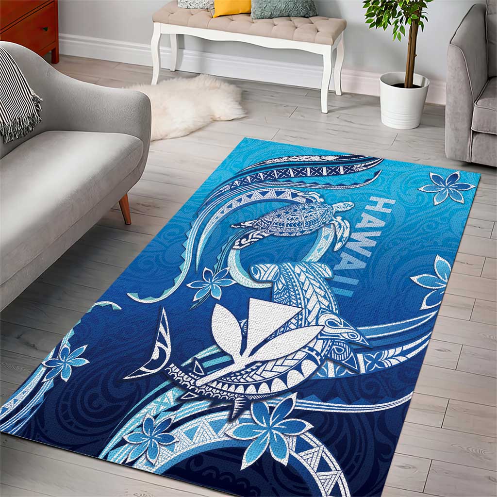 Hawaii Area Rug Turtle With Hammerhead Shark Oceanic DT04 - Polynesian Pride