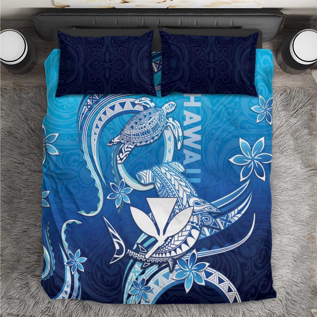 Hawaii Bedding Set Turtle With Hammerhead Shark Oceanic DT04 Blue - Polynesian Pride