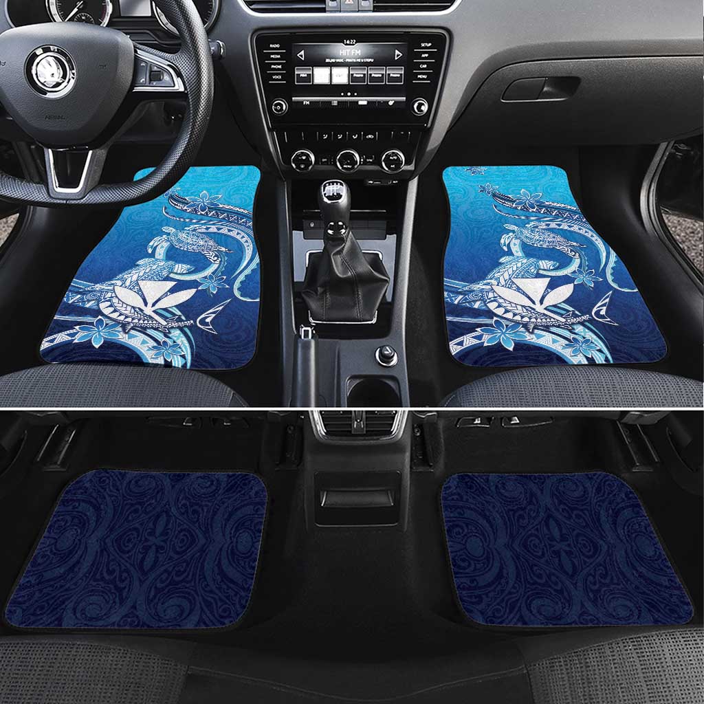 Hawaii Car Mats Turtle With Hammerhead Shark Oceanic DT04 Set 4pcs Blue - Polynesian Pride