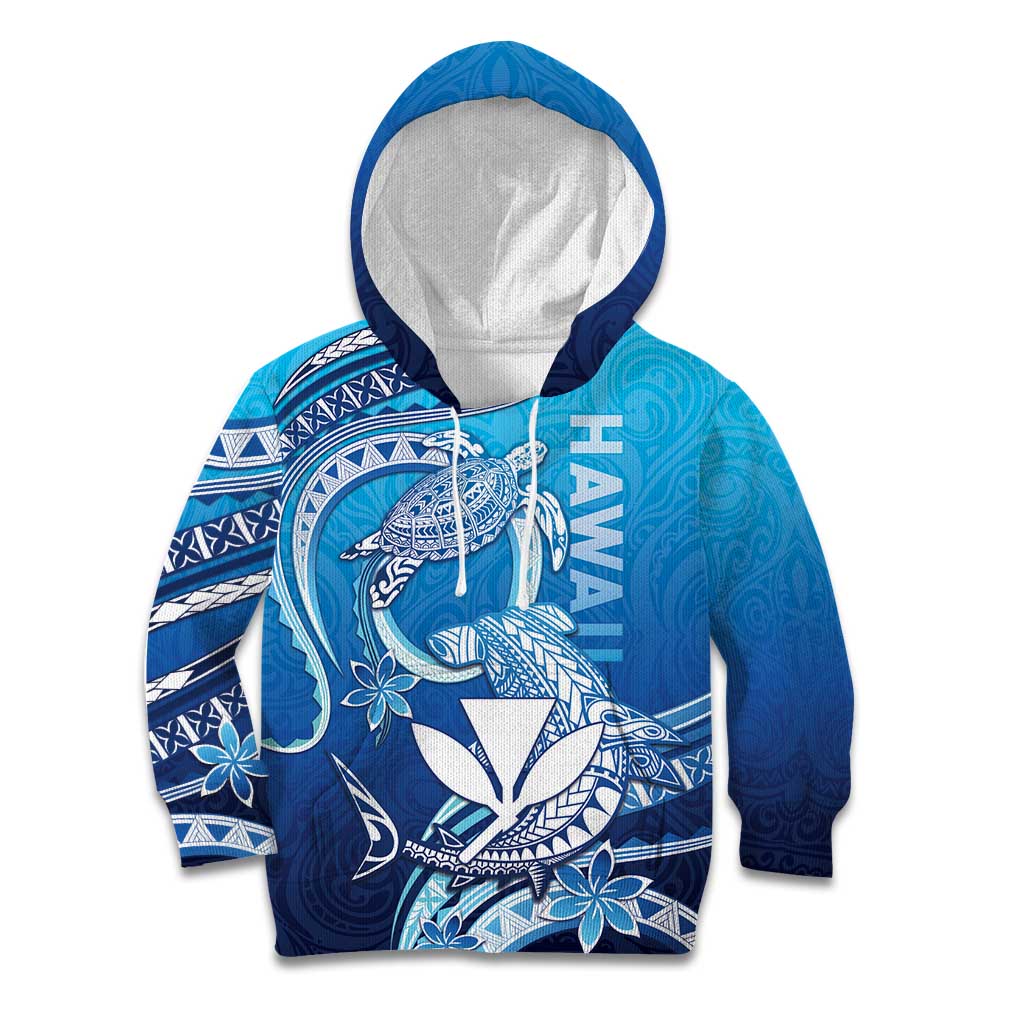 Hawaii Kid Hoodie Turtle With Hammerhead Shark Oceanic DT04 Hoodie Blue - Polynesian Pride
