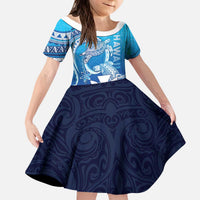 Hawaii Kid Short Sleeve Dress Turtle With Hammerhead Shark Oceanic DT04 KID Blue - Polynesian Pride