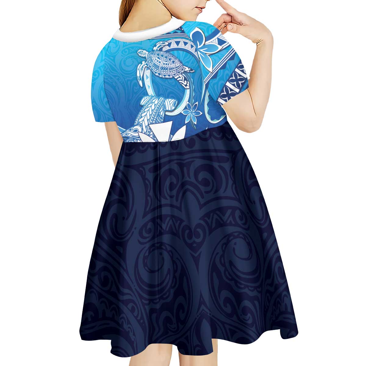 Hawaii Kid Short Sleeve Dress Turtle With Hammerhead Shark Oceanic DT04 - Polynesian Pride