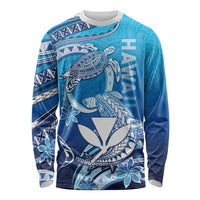 Hawaii Long Sleeve Shirt Turtle With Hammerhead Shark Oceanic DT04 Unisex Blue - Polynesian Pride