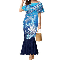 Hawaii Mermaid Dress Turtle With Hammerhead Shark Oceanic DT04 Women Blue - Polynesian Pride