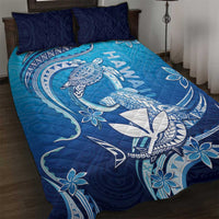 Hawaii Quilt Bed Set Turtle With Hammerhead Shark Oceanic DT04 Blue - Polynesian Pride