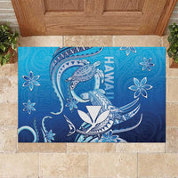 Hawaii Rubber Doormat Turtle With Hammerhead Shark Oceanic DT04 Blue - Polynesian Pride