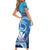 Hawaii Short Sleeve Bodycon Dress Turtle With Hammerhead Shark Oceanic