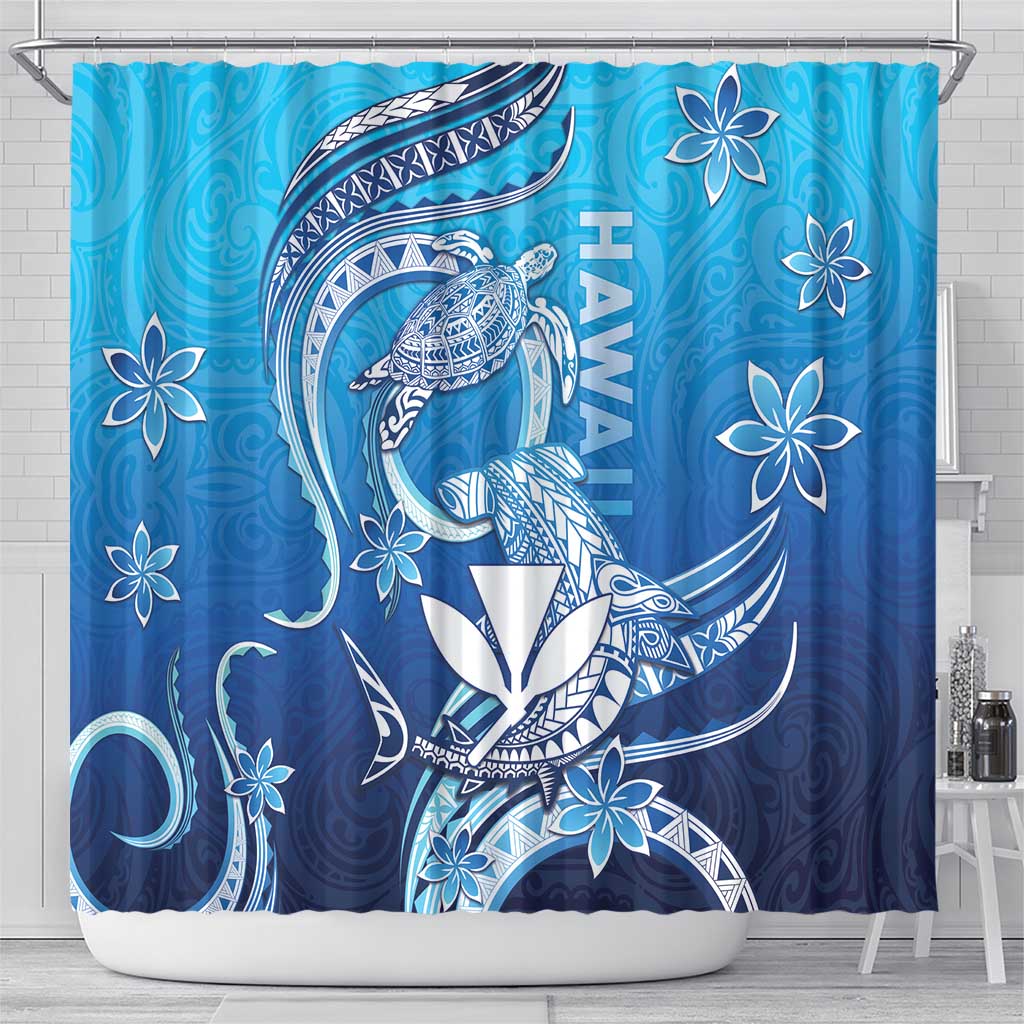 Hawaii Shower Curtain Turtle With Hammerhead Shark Oceanic DT04 - Polynesian Pride