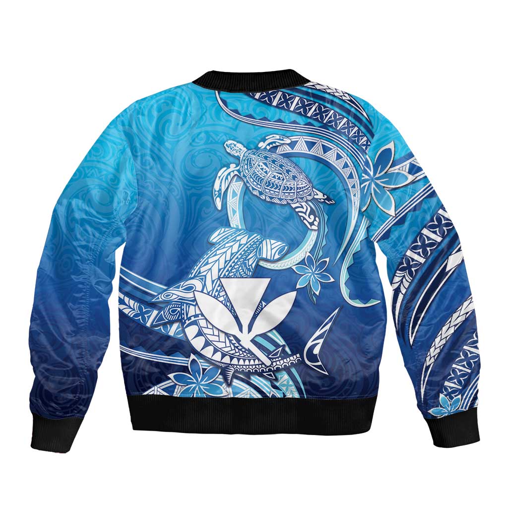 Hawaii Sleeve Zip Bomber Jacket Turtle With Hammerhead Shark Oceanic DT04 - Polynesian Pride