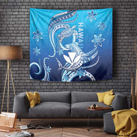 Hawaii Tapestry Turtle With Hammerhead Shark Oceanic DT04 Blue - Polynesian Pride