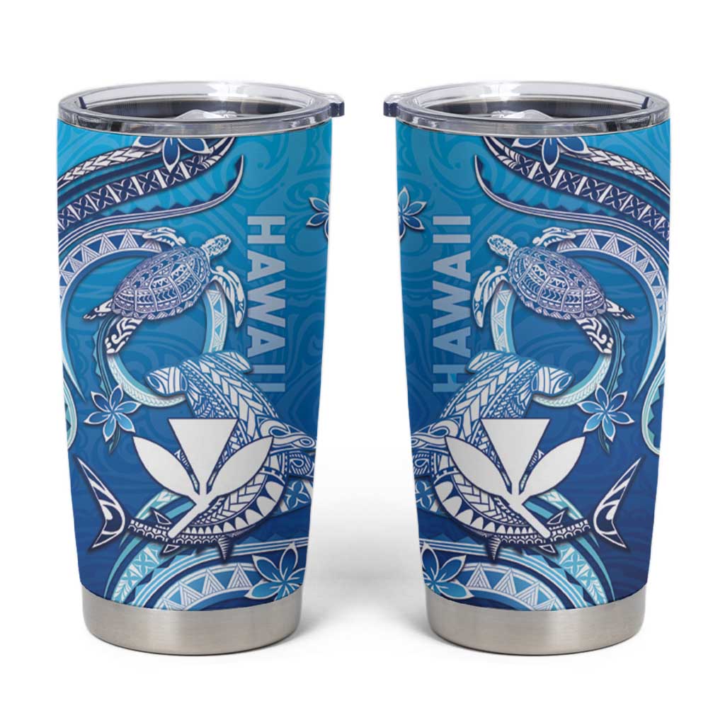 Hawaii Tumbler Cup Turtle With Hammerhead Shark Oceanic DT04 Blue - Polynesian Pride