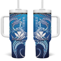 Hawaii Tumbler With Handle Turtle With Hammerhead Shark Oceanic DT04 One Size: 40 oz Blue - Polynesian Pride