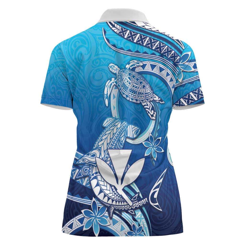 Hawaii Women Polo Shirt Turtle With Hammerhead Shark Oceanic DT04 - Polynesian Pride