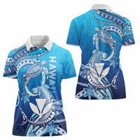 Hawaii Women Polo Shirt Turtle With Hammerhead Shark Oceanic DT04 - Polynesian Pride