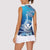 Hawaii Women Sleeveless Polo Shirt Turtle With Hammerhead Shark Oceanic