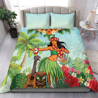 Hawaii Lei Day Bedding Set Hula Girl With Tropical Forest DT04 - Polynesian Pride