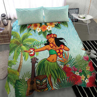 Hawaii Lei Day Bedding Set Hula Girl With Tropical Forest DT04 - Polynesian Pride