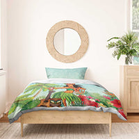 Hawaii Lei Day Bedding Set Hula Girl With Tropical Forest DT04 - Polynesian Pride