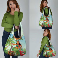 Hawaii Lei Day Grocery Bag Hula Girl With Tropical Forest DT04 - Polynesian Pride