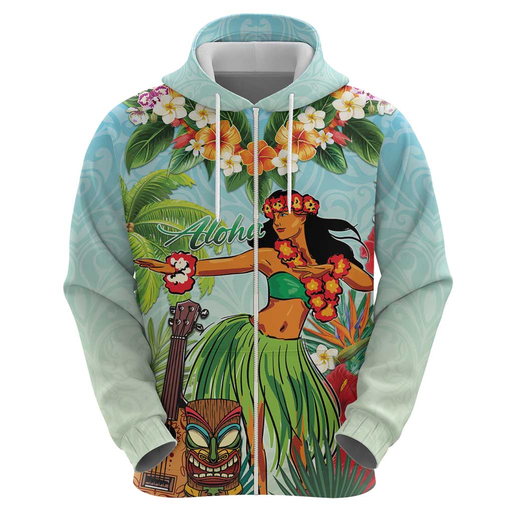 Hawaii Lei Day Hoodie Hula Girl With Tropical Forest DT04 - Polynesian Pride