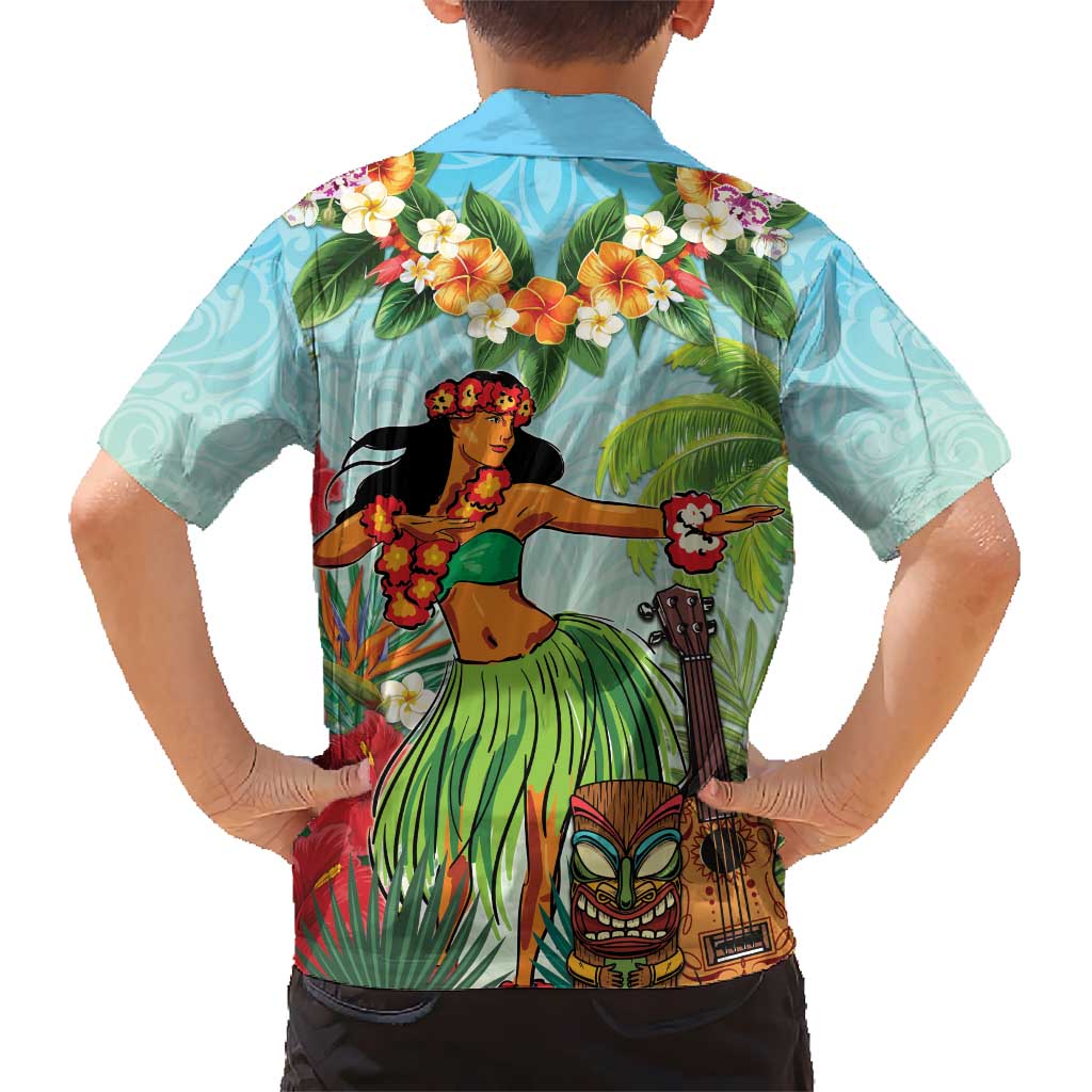 Hawaii Lei Day Kid Hawaiian Shirt Hula Girl With Tropical Forest DT04 - Polynesian Pride