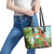 Hawaii Lei Day Leather Tote Bag Hula Girl With Tropical Forest