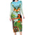 Hawaii Lei Day Long Sleeve Bodycon Dress Hula Girl With Tropical Forest