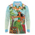 Hawaii Lei Day Long Sleeve Polo Shirt Hula Girl With Tropical Forest