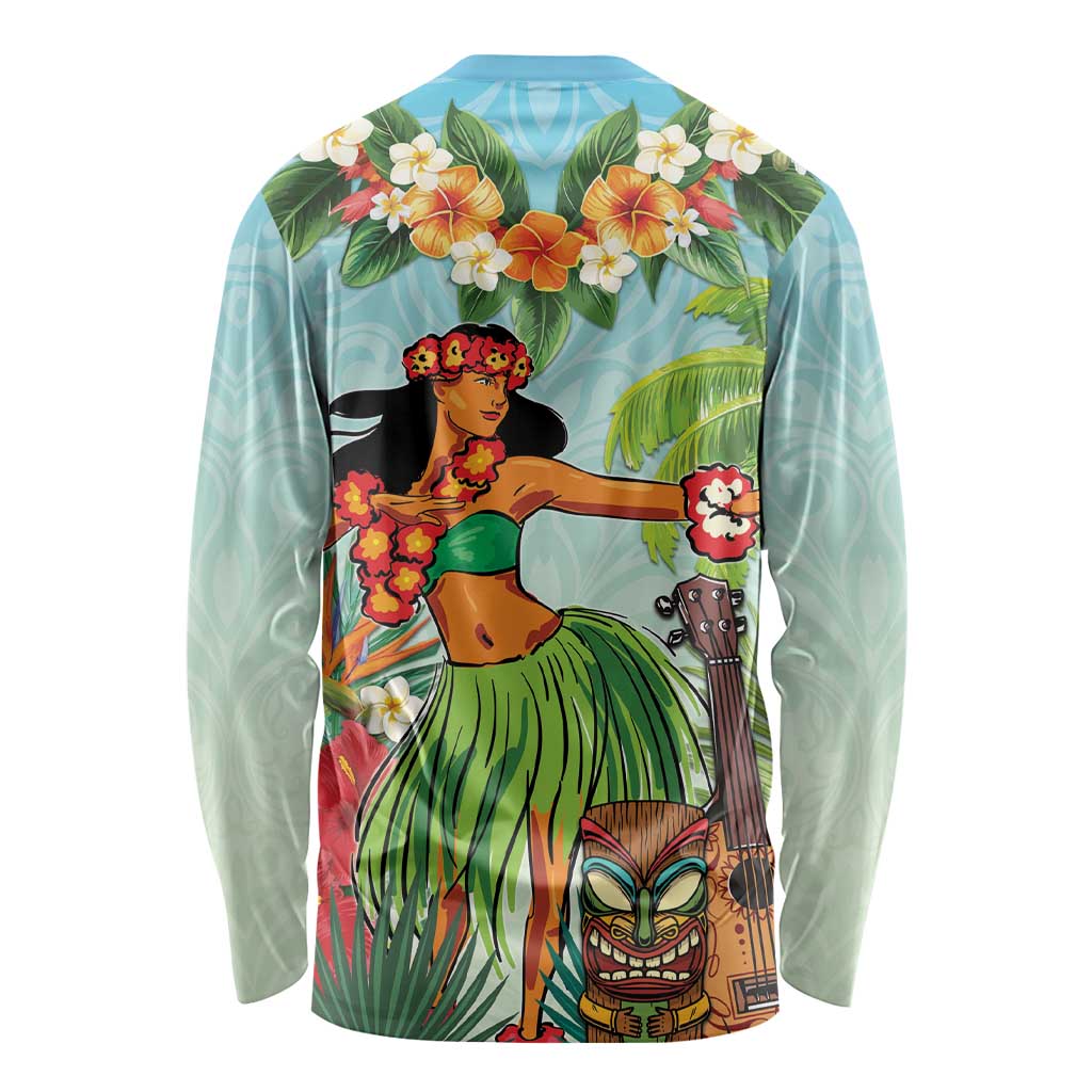 Hawaii Lei Day Long Sleeve Shirt Hula Girl With Tropical Forest DT04 - Polynesian Pride