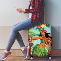 Hawaii Lei Day Luggage Cover Hula Girl With Tropical Forest DT04 - Polynesian Pride