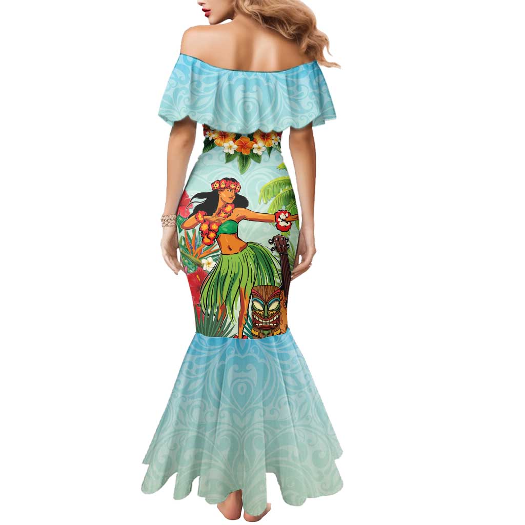 Hawaii Lei Day Mermaid Dress Hula Girl With Tropical Forest DT04 - Polynesian Pride