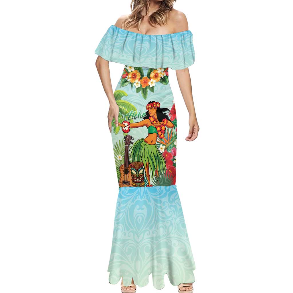 Hawaii Lei Day Mermaid Dress Hula Girl With Tropical Forest DT04 - Polynesian Pride