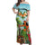 Hawaii Lei Day Off Shoulder Maxi Dress Hula Girl With Tropical Forest